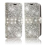 Samsung Galaxy S7 Edge 2016 Phone Case,Vandot Diamond Bling Shiny Shining Wallet Case Crystal Rhinstone Cover PU leather Magnetic Flip Folio Stand [Perfect Fit] [Shockproof] Skin Shell-Silver