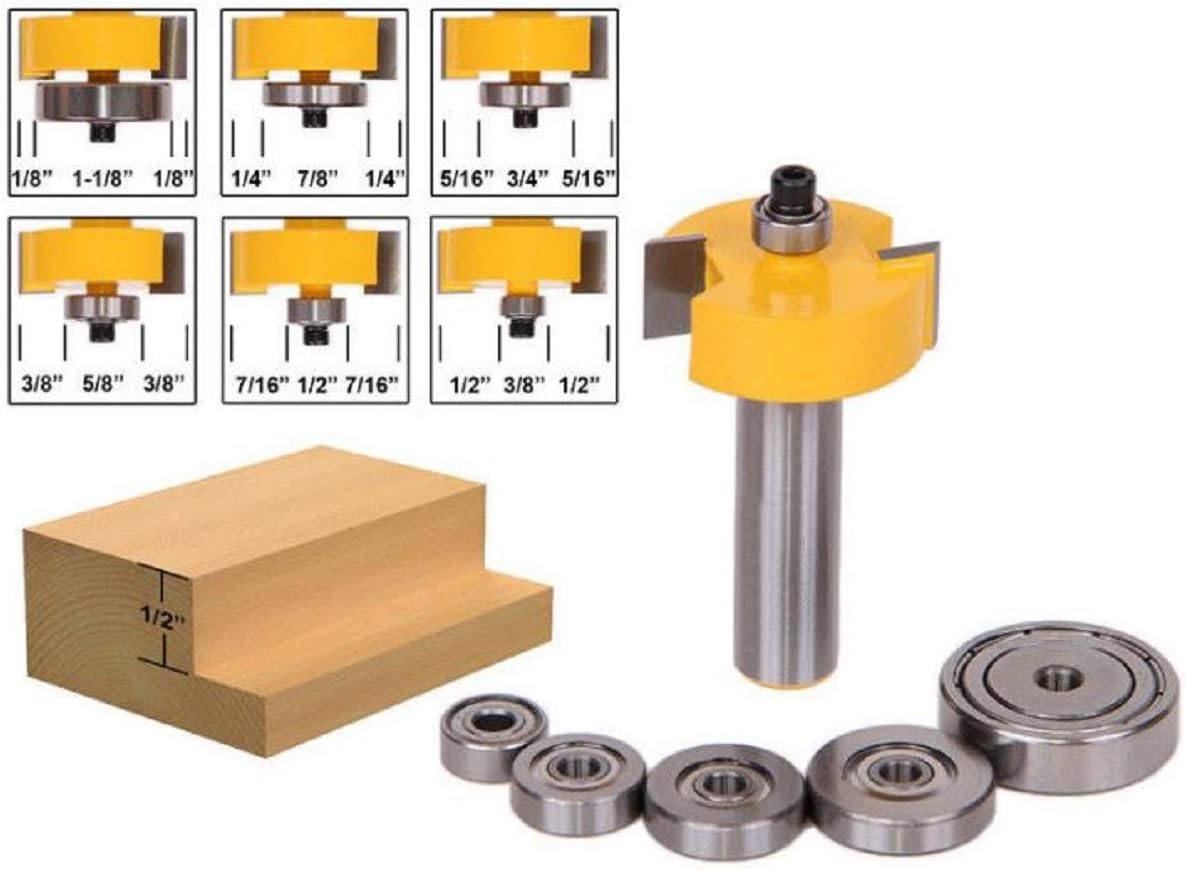 1/4 Shank Rabbet Router Bit with 7 Bearings Set Woodworking Tool for