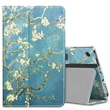 MoKo Case for All-New Amazon Fire 7 Tablet (7th Generation, 2017 Release Only) - Slim Folding Stand Cover Case for Fire 7, Almond Blossom (with Auto Wake/Sleep)