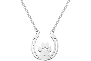BEKECH Pet Lovers Gift Paw Horseshoe Pendent Necklace Dog Paw Good Luck Charm Horse Shoe Charm Jewelry Gift for Women Girls