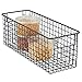 mDesign Slim Metal Wire Food Storage Organizer Basket with Handles for Organization in Kitchen Cabinets, Pantry Shelf, Bathroom, Laundry Room, Closets, Garage - Concerto Collection - Matte Black