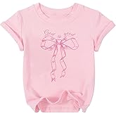 Eatbook Christian Shirts for Kids Cute Girls Bow Shirt Jesus Shirts Christian Graphic Tees Pink Bow Shirt