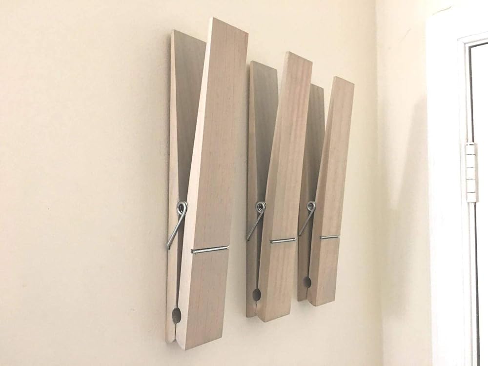 Set Of 3 Extra Large Clothespins, Rustic Giant 12 Inch