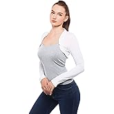 AmélieBoutik Women Ruffle Trim Long Sleeve Bolero Shrug Cropped Jacket