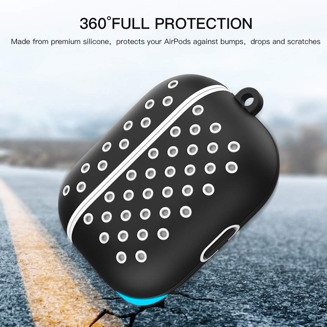 AirPods Pro Case, EPSKY AirPods Pro Cover, Shockproof Silicone Protective AirPods 3 Earphone Case with Climbing Buckle (case3-black+White)