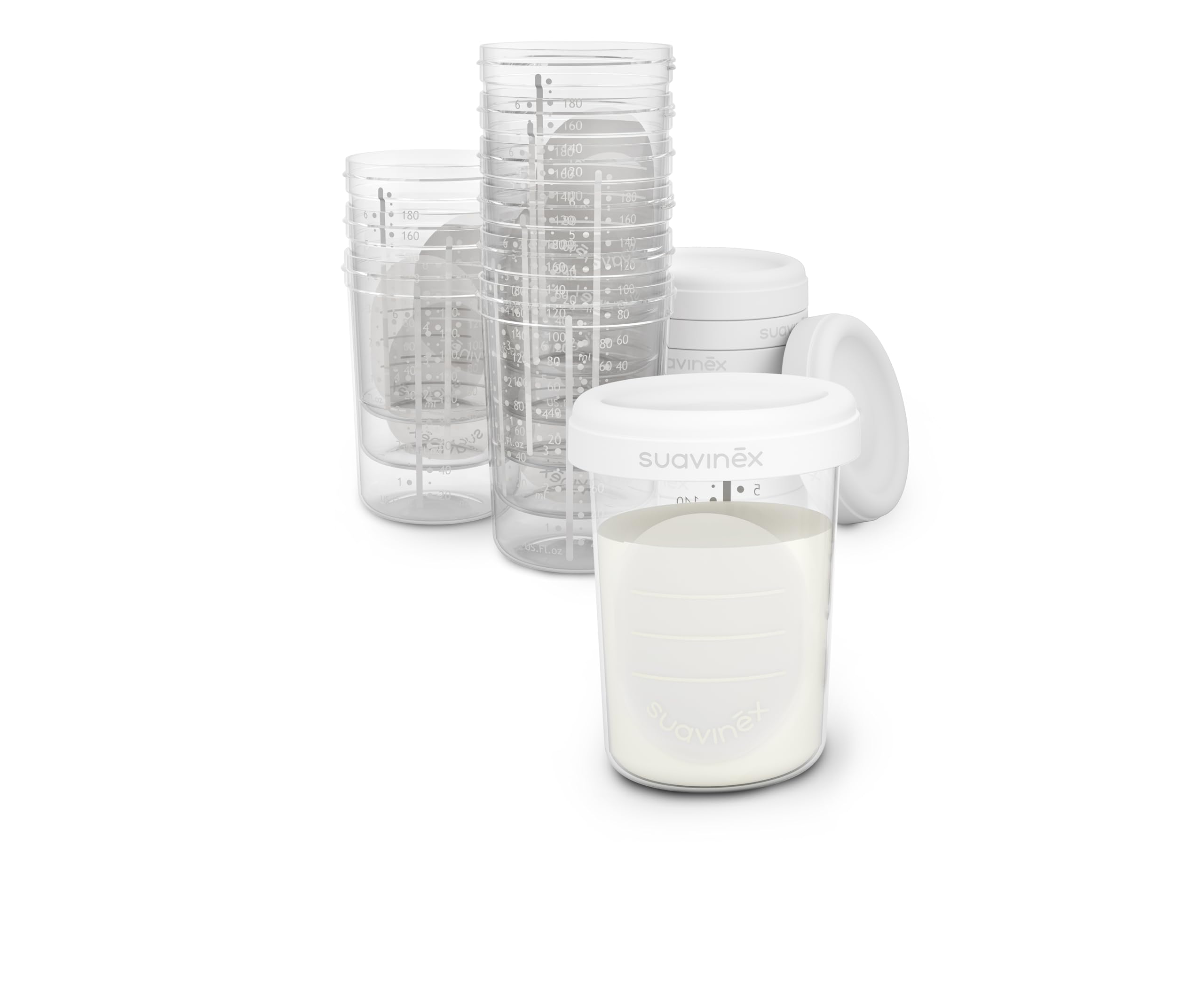 Set of 10 Clear and White Storage Jars. Suavinex