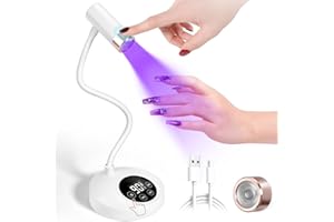 AORAEM UV LED Nail Lamp, Rechargeable Gooseneck Lamp for Gel Nails 12W Quick Dry LED Nail Light Bueaty Dryer with 4 Timers & Auto Sensor, Professional Flash Cure Light for Gel Nails Home DIY White