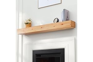 TECANA Fireplace Mantel 48 Inches - Rustic Floating Mantel Shelf - Solid Wood Mantel with Invisible Support Bracket - Wall Mantel Shelf for Farmhouse (48" L x 8" D x 5" H, Natural)