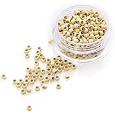 500 PCS Silicone Lined Beads Nano Micro Link Rings Hair Extension Beads for Hair Extensions 3.0x1.8x2.2 mm(Blonde)