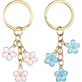 Gtziqa Flower Keychain Charms, 2 PCS Flower Key Chains Women Cute Small Keychain Chain Tassel Keyring Flowers Bag Charm Sakura Keychains Aesthetic Keyring Accessories for Handbags Purse Women Gifts