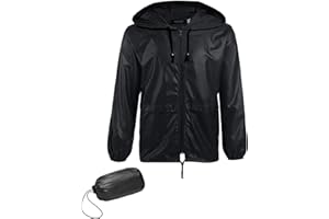 COOFANDY Mens Packable Rain Jacket Waterproof Raincoat with Hood Lightweight Cycling Rain Gear Travel Hiking
