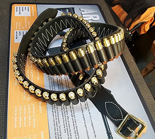 vsdfvsdfv Hunting Tactical Ammunition Belt Military Shotgun Shell Ammo Bullet Leather (black, 410 and .45)