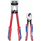 iCrimp Battery Cable Lug Crimping Tool for 8, 6, 4, 2, 1, 1/0 AWG Heavy Duty Wire Lugs, Battery Terminal, Copper Lugs with Wire Shear Cutter