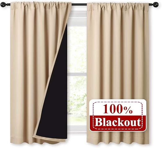 Amazon Com Nicetown Bedroom Durable Full Blackout Curtain Panels