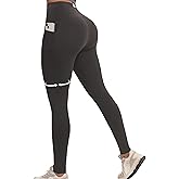 Curvphilo Women's Compression Leggings Butt Lifting Work Out Athletic Gym High Waist Tummy Control Stretchy with Pockets