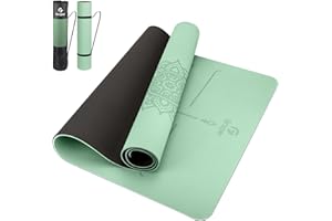 GRUPER Yoga Mat Non Slip TPE Extra Wide Yoga Mat with Alignment Mark, 72"L x 32"W x 0.32"/0.24"Th (183cm x 80cm x 8mm/6mm), Anti-Tear Exercise Mat with Carrying Strap and Bag, Workout Mats for Yoga, Pilates