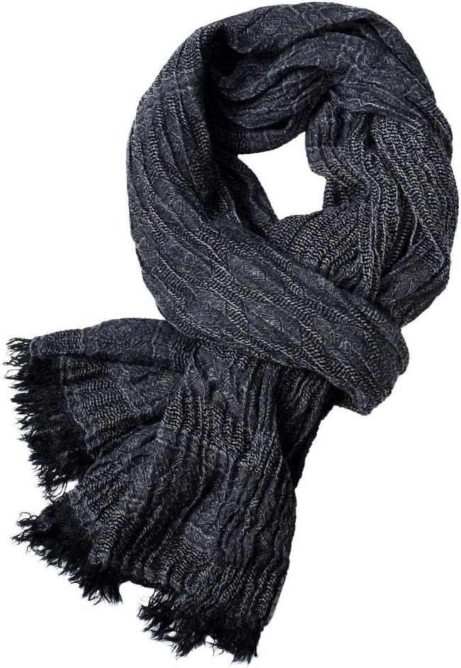 GERINLY Fashion Winter Men Scarves Soft Warm Crinkle Scarf
