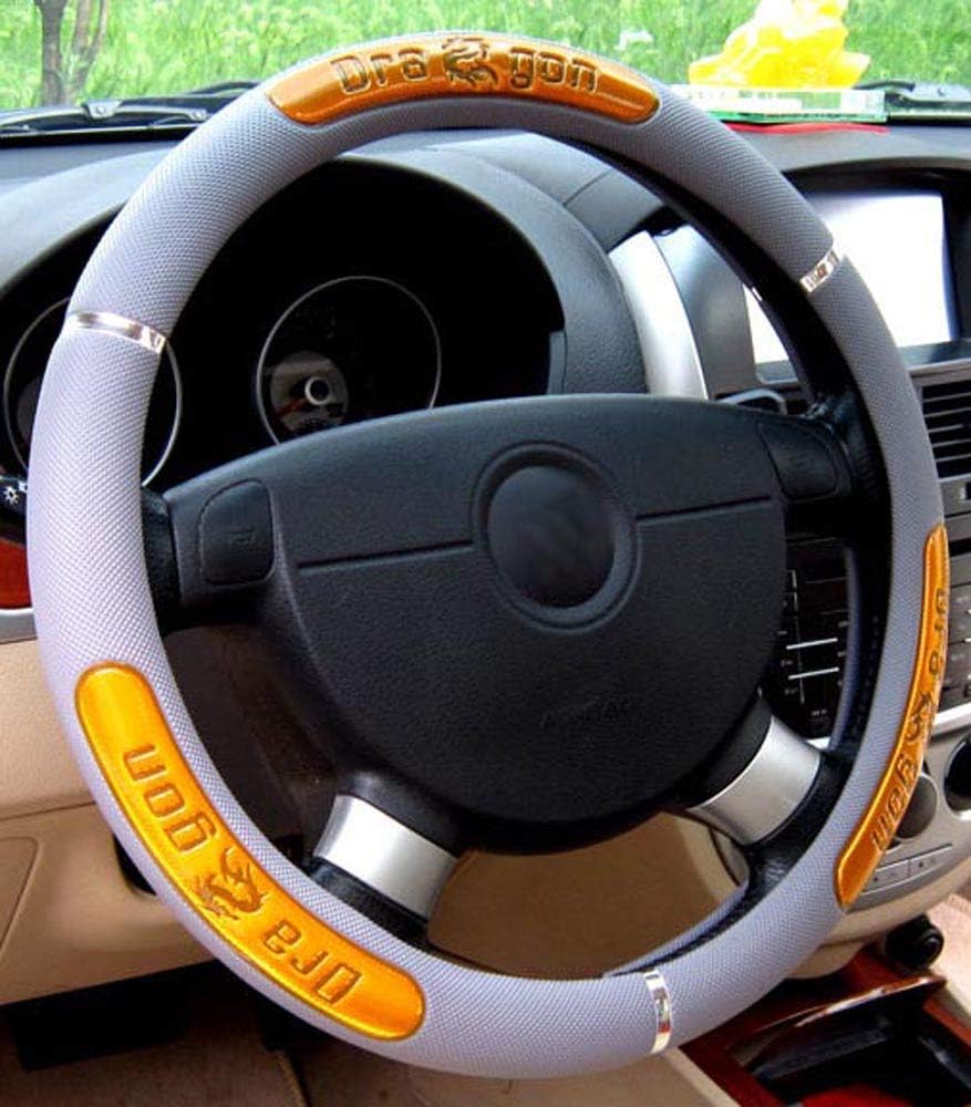 Istn Unisex's 2018 New Universal Faux Leather Adapted To Steering Wheel Diameter 38cm Car Steering Wheel Cover Case 38cm Yellow