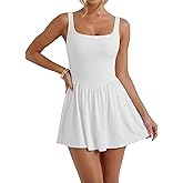 SHESEEWORLD Women's Summer Square Neck Mini Dress Sleeveless A Line Pleated Ruffled Y2k Short Dresses for Cocktail Party