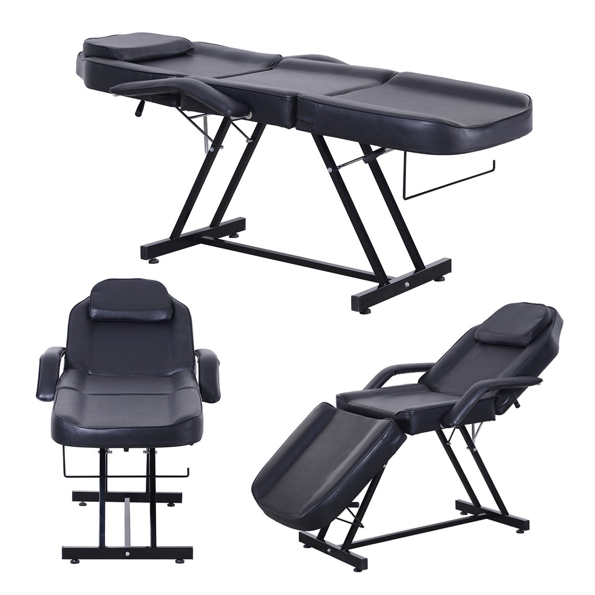 Apelila Beauty Salon Chair Massage Table Bed Folding Therapy SPA Bed Facial Tattoo Chair Black: Beauty
