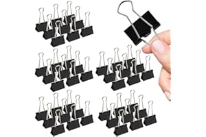 MAKANU Medium Binder Clips, 144 Pack, 1-1/4 Inch, Black, Standard 32mm, Capacity 0.6 Inch, Metal Paper Clips, Office Clips, Fold Clamp, Office and School Supplies
