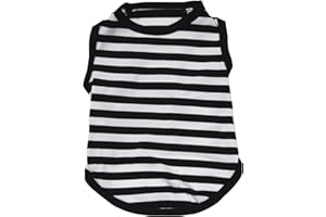 Petitebella Horizontal Stripes Puppy Dog Shirt (Black/White, X-Large)