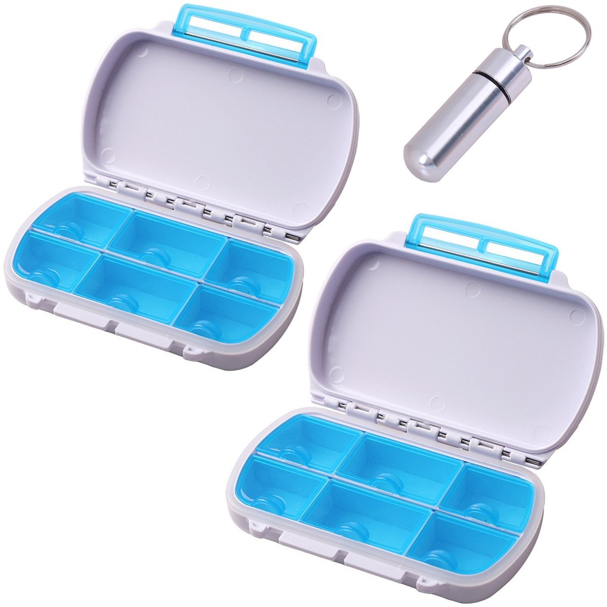 Moisture Proof Travel Pill Organizer Holder, Qtimal 2 Pack Portable