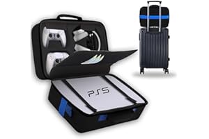 CNCJ Carrying Case for PS5, Hard Shell Portable Carry Bag PlayStation 5 Compatible with Disk Digital Edition, PS5 Console Travel Suitcase for Controller, Headset, Base and Game Accessories Black