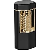 Xikar Meridian Triple Soft Flame Cigar Lighter, Powerful, Elegant, Innovative, Reliable Flint Ignition, Large Easy-to-Use Roller Bar, EZ-View Fuel Window, High Altitude Performance, Black &amp; Gold