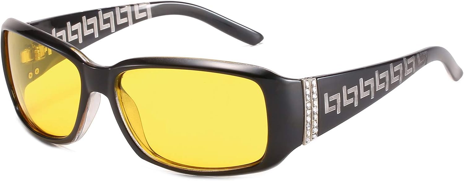 Slinwi Occhiali da donna per visione notturna, lenti polarizzate, lenti gialle, antiriflesso Slinwi Occhiali da donna per visione notturna, lenti polarizzate, lenti gialle, antiriflesso