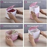 YAGGOOD Desk Bin Trash Can with Lid Pink White Mini 0.66gal Desktop view 4