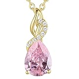 FANCIME Pink Tourmaline Necklace 14K Solid Yellow