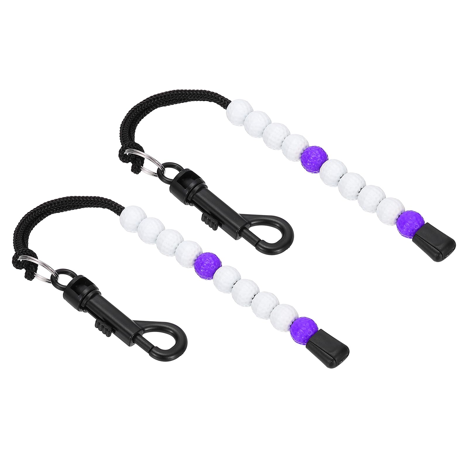 PATIKIL Golf Beads Score Counter, 2 Pack Golf Stroke Counter Beads with Clips Golf Accessories for Women Men Golfer Strokes Count, White/Purple