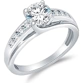 Solid 925 Sterling Silver Engagement Ring Solitaire Round CZ Cubic Zirconia 1.5ct