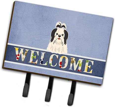Caroline Tesoros del bb5669th68 Shih Tzu Negro Blanco Bienvenida Pared