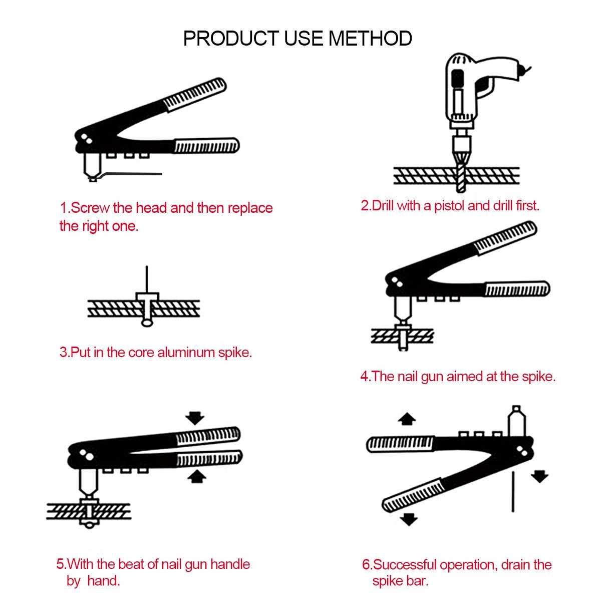 Professional Pop Rivet Gun Kit with 60 Metal Rivets and Wrench