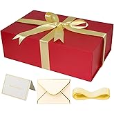 YINUOYOUJIA Large Red Gift Boxes with Lid,14"x9"x4.5" Magnetic Gift Box with Ribbon,Cards and Envelopes for Presents,Great for Wedding,Birthdays,Crafting,Gift Packaging.