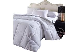 ROYAL HOTEL BEDDING Soft and Fluffy, Overfilled Dobby Down Alternative Comforter, King/California-King Size, Checkered White, 100% Cotton Shell 300 TC - 100 OZ Fill - Duvet Insert
