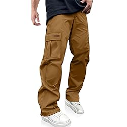 PLEPAN Men's Casual Cargo Pants Drawstring Hiking
