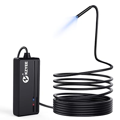 Wireless Endoscope, KZYEE 5.5mm Diameter 1080P 2.0 MP HD Semi-Rigid WiFi Borescope Inspection Camera IP67 Waterproof Snake Camera for Android &amp; iOS iPhone Smartphone Tablet-16.5FT