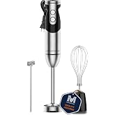 Megawise High-Power Hand Blender &ndash; 400W Max Power with Versatile 3-in-1 Attachments (Blending Shaft, Whisk, Chopper); Ergonomic Design with Adjustable Speed Control; Easy to Clean and Maintain (Black)