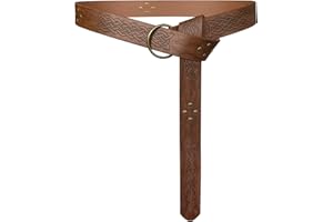 HiiFeuer Medieval Embossed PU Leather O-Ring Belt, Retro Renaissance Knight Belt