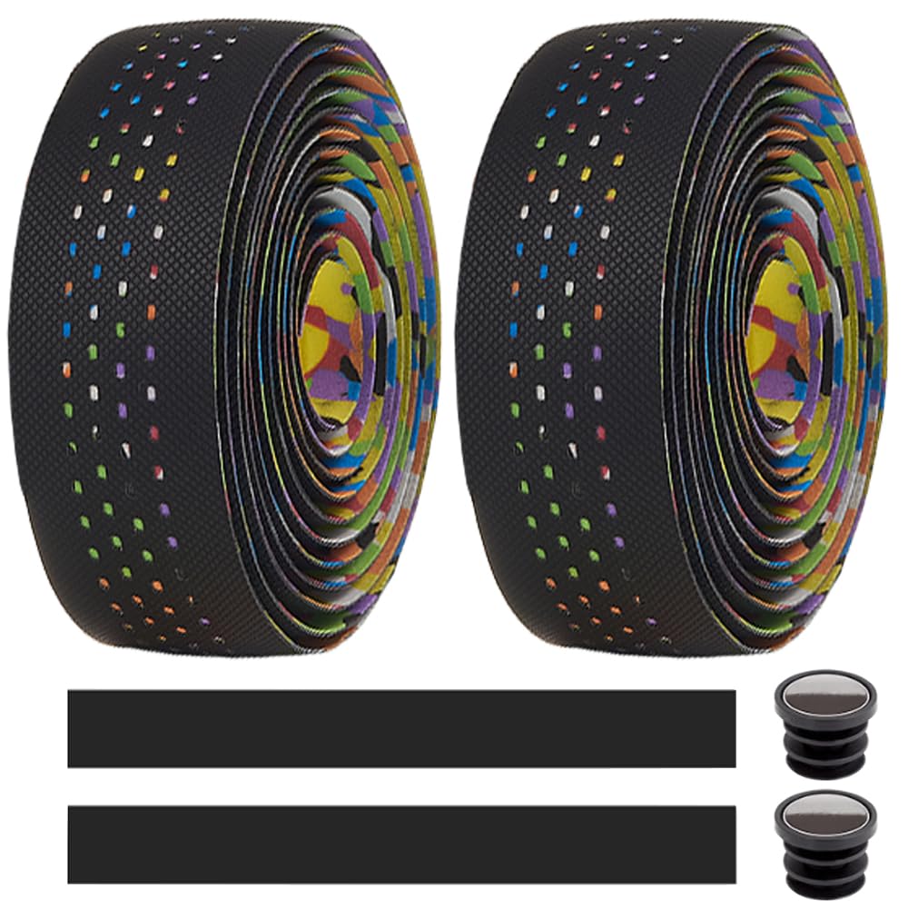 MOCNT Bicycle Handlebar Tape Breathable Cycling Bike Handlebar Tape PU EVA Handle Bar Grip Wrap Tapes Comfort Non Slip Shock Absorbent Road Bike Handlebar Drop Bar Tape Colorful