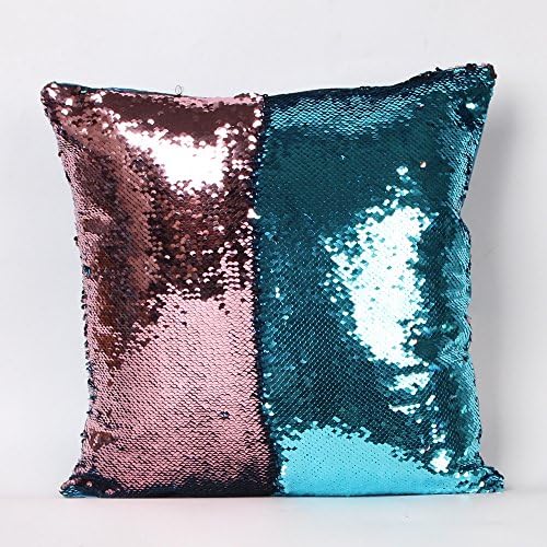 Mermaid Pillow Cases from FINGON,Pillow Covers Reversible Sequins 4040cm Blue