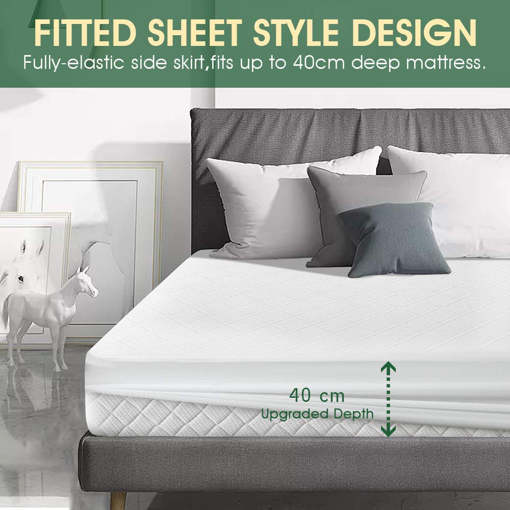 viewstar Bamboo Waterproof Mattress Protector, King Size Mattress Protector Cooling Extra Deep