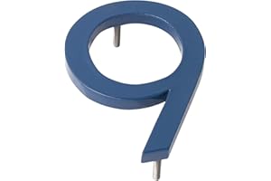 Montague Metal Products MHN-04-F-SB1-9 Solid Brushed Aluminum Modern Floating Address House Numbers, 4", Powder Coated Sea Blue
