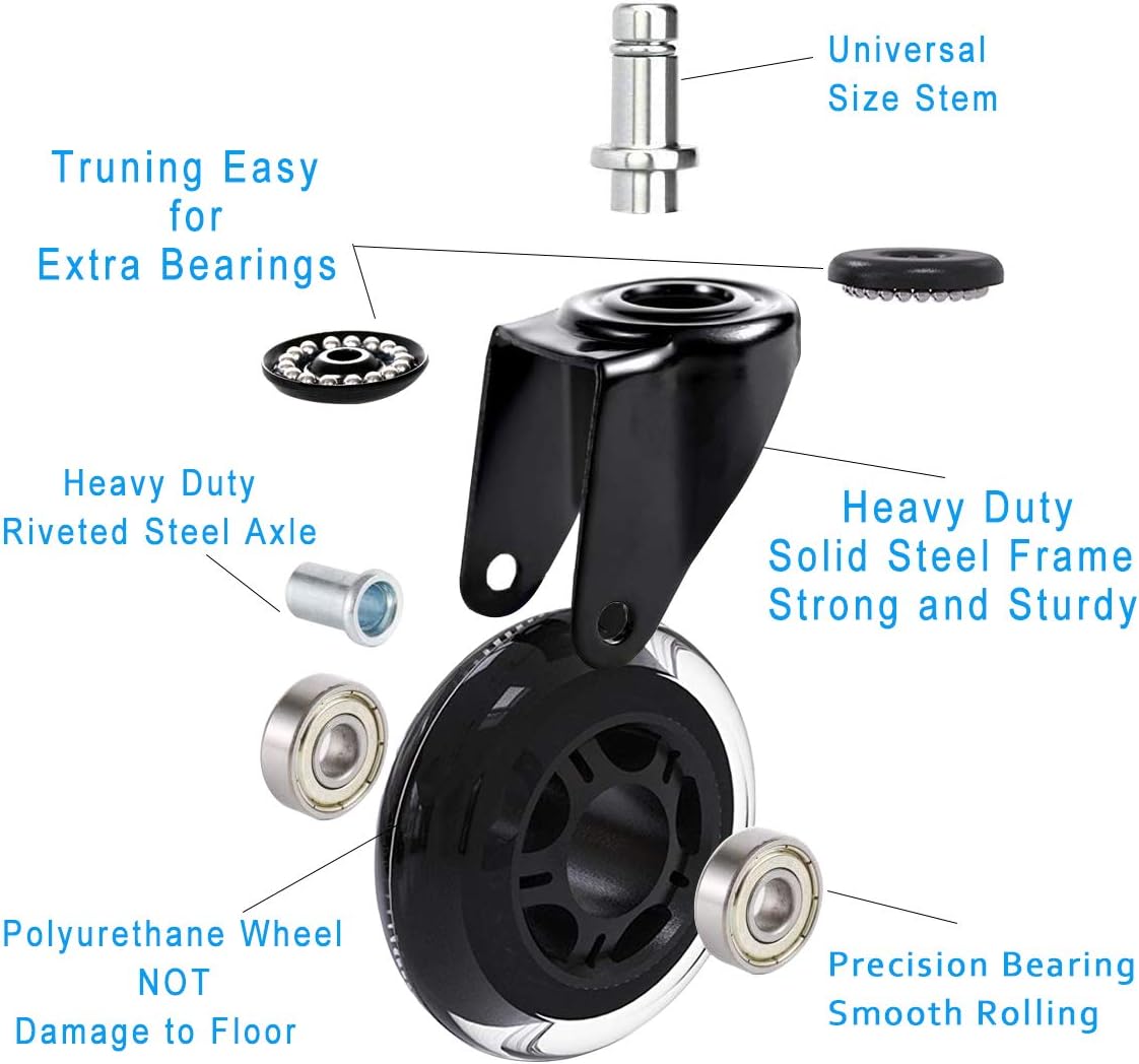 Office Chair Casters Wheels, Set of 5 Heavy Duty Furniture Caster Wheels, Office Chair Wheels Replacement Safe for Hardwood Floors and Carpet, Universal Fit Rubber Chair Casters : Office Products