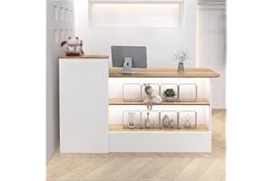 AMUYTCP Checkout Counter, L-Shaped Reception Desk, 120cm, Neutral