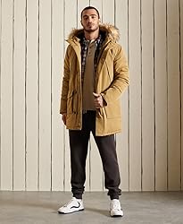 Superdry Mens Everest Parka Coat, Slim Fit Camel