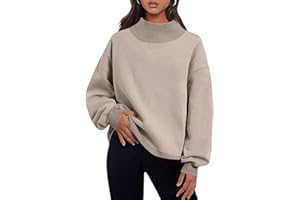 Oversized Mock Neck Sweatshirt Womens Turtleneck Pullover Baggy Fleece Hoodless Sweater Tops Fall Fashion Preppy Outfits